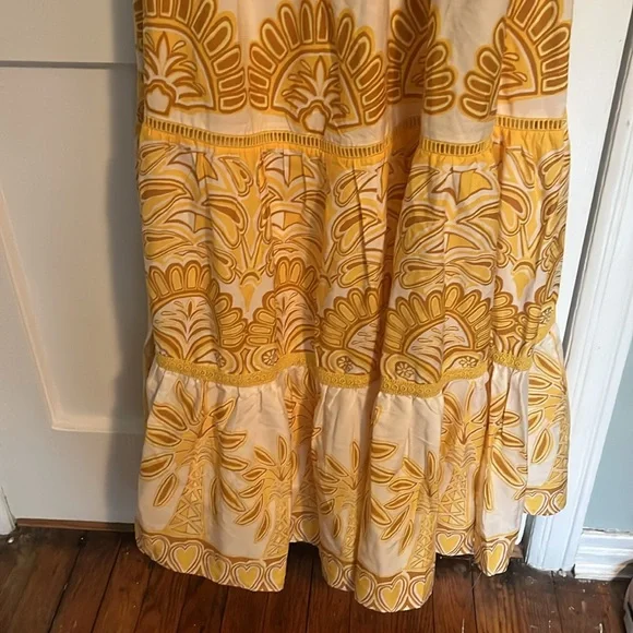 ‼️LAST CHANCE - Farm Rio Ainika tapestry yellow one shoulder maxi dress - Picture 6 of 10